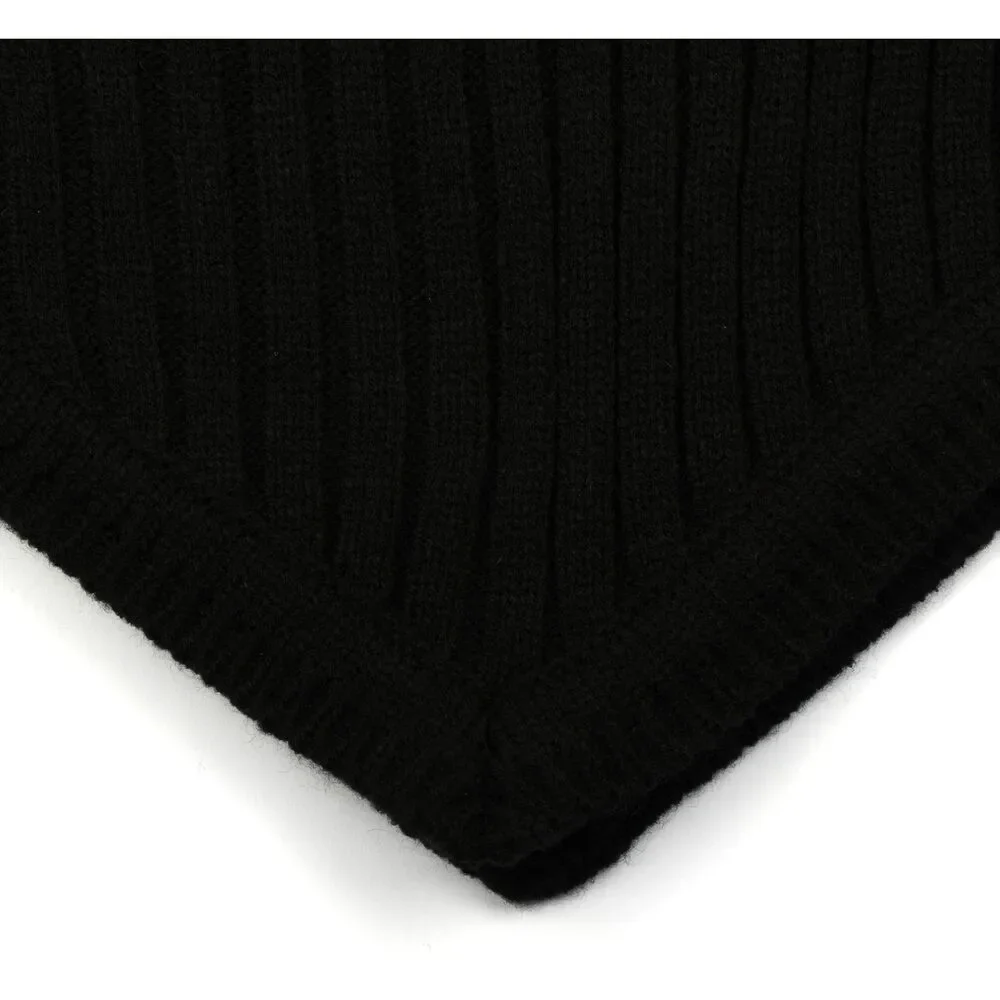Michael Kors Women's Black Wide Rib Button Turtleneck Poncho One Size